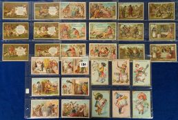 Trade cards, Liebig, five Dutch language sets, The Five Senses I S254, Musicians with Big Hats S247,