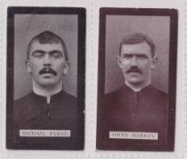 Cigarette cards, P J Carroll, Louth All Ireland Champions 1912, 2 cards nos. 1 Michael Byrne & 9