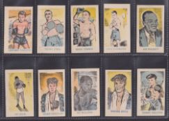 Trade cards, Kiddy's Favourites, Popular Boxers (set 50 cards) all with Blue Captions, includes