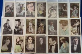 Postcards, 200 early cinema postcards, stars of the silent screen, all with embossed white