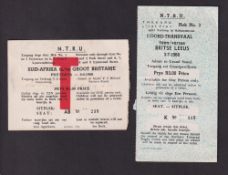 Rugby Union tickets, a pair of tickets from the 1968 British Lions Tour to South Africa v Northern