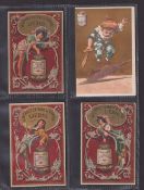 Trade cards, Liebig, 8 early cards from 4 series, S30 Child Acrobats, S36 Duelling Clowns (2), S55