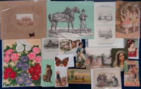 Scraps, a collection of many 100s of Victorian scraps and cards (most removed from albums) to