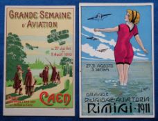Postcards, Advertising for Aviation Events, Caen 1910, Ritini 1911 by Medici (vg) (2)