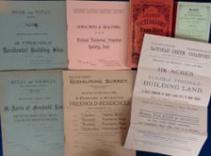 Ephemera, a small selection of items to comprise sale particulars (1906-1909) for land in Surrey.