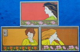 Postcards, Henri Meunier, Beauty & Inspiration; Young Woman advert for Kathreiners Coffee used,