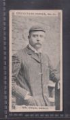 Cigarette card, Rutter Cricketers Series, type card no.5 Mr Owen Essex (slightly grubby fair/near