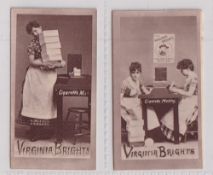 Cigarette cards, USA, Allen & Ginter, Woodburytype Series, Cigarette Making Girls, vertical 'Crop of