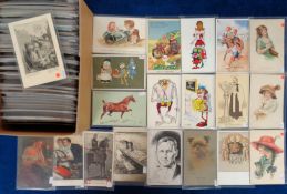 Postcards, a mixed age collection of over 900 cards, with many illustrated and coloured scenic