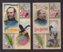 Cigarette cards, USA, Duke's, Histories of Generals, 'X' size two cards, Gen. Garfield & Gen'l. D.C.