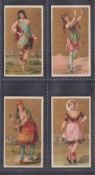 Cigarette cards, Japan, Murai Bros., Dancing Girls of the World, four cards, backs in blue,