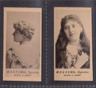 Cigarette cards, Wills, Actresses & Beauties Collotype, unnamed subjects, plain backs, two cards,