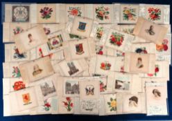 Trade silks, W.N. Sharpe, Patent Fab Cards (54, postcard size), Series A Arms of Towns (8), Series F