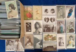 Postcards, a mixed age collection of approx. 400, mostly modern, cards, with military, mainly female