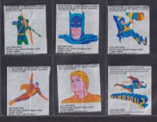 Wax wrappers, selection, 80+, Maple Leaf Gum Donald (16), Super Heroes (7 plus 5 different outer