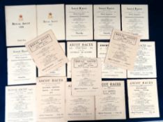 Horse Racing, Ascot, a collection of 18, 1950's, programmes including Royal Meeting issues for