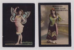 Cigarette cards, Muratti, Beautiful Women, 'M' size, two cards, ref. H284, pictures nos 18 & 75 (gd)