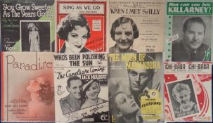 Entertainment, 125 pieces of sheet music for films etc. mostly 1920s -40s. Many feature pictures