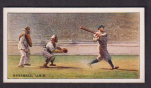 Cigarette cards, Edwards, Ringer & Bigg, Sports & Games in Many Lands (set, 25 cards) inc. Babe Ruth