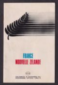 Rugby Union programme, France v New Zealand 25 Nov 1967 (team changes, otherwise gd)
