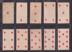 Cigarette cards, USA, Kinney Transparent Playing cards (set 52 cards) mixed printings; top line