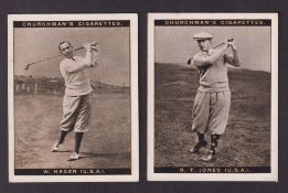 Cigarette cards, Churchman's, Famous Golfers A Series, 'L' size (set, 12 cards) inc. Hagen &