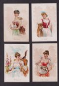 Cigarette cards, USA, Kimball, Household Pets, 'X' size, four cards, Pet Calf, Pet Kittens, Pet