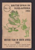 Rugby memorabilia, a small British Lions itinerary booklet, no 4 from the Coca Cola Series 1955 (