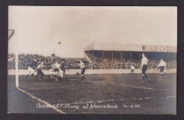 Football postcard, Arsenal v Bury at Plumstead, 14 April 1906, photographic card showing match
