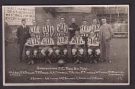 Football postcard, Southampton FC, b/w photographic card showing team and officials 1921/22, by