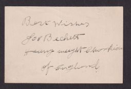 Boxing autograph, Joe Beckett, original ink signature on clipped card, 'Best wishes Joe Beckett