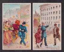 Cigarette cards, USA, Buchner, American Scenes with a Policeman, 'X' size, two cards, ref. N281,