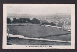 Football postcard, Luton FC, a printed b/w card showing view of the old Football Ground at Luton