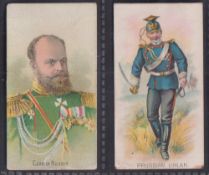 Cigarette cards, Taddy, Royalty, Actresses & Soldiers, two cards, Czar of Russia & Prussian Uhlan (