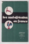 Rugby Union programme, France v South Africa 18 Feb 1961, Tour programme (some sl faults, fair/gd)