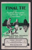 Football programme, Everton v Manchester City 29 Apr 1933, FAC Final played at Wembley, (sl vertical