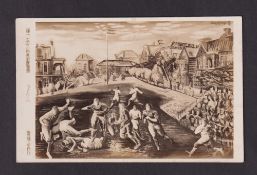 Rugby Union postcard, scarce b/w Japanese Rugby themed postcard possibly 1950's (unused, gd)
