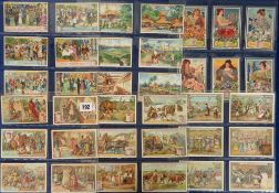 Trade cards, Liebig, six Italian edition sets, Charlemange S372, Types of Cattle S503, National