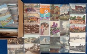 Postcards, a mixed age collection of over 400 cards, with adverts for De Dion-Bouton car and bus,