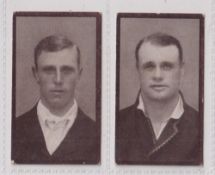 Cigarette cards, R J Hill Famous Cricketers (Blue backs), 2 cards nos. 7 Spooner & 18 Jessop (slight
