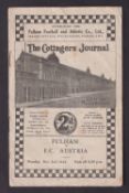 Football programme, Fulham v FC Austria 3 Dec 1934, Fr. (some foxing and light creasing, fair/gd) (