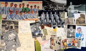 Football autographs, a collection of 300+ signatures 1950/90's on photos, programmes, magazine
