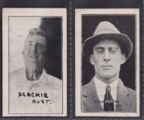Trade cards, Australia, Throughgood's, Cricketers, two cards, Blackie & Richardson, both