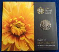 Coins, GB QEII 2009 Kew Gardens 50p in presentation folder. Perfect uncirculated condition. Rare. (