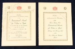 Sporting autographs, two Victoria Sporting Club International Awards for Valour in Sport signed menu