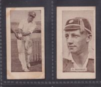 Trade cards, Allen's (Australia) Bradman's Records, series I brown fronts, 2 cards numbers 11 (