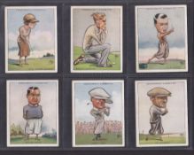 Cigarette cards, Churchman Prominent Golfers 'L' size (set 12 cards) including Bobby Jones, Walter
