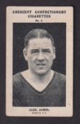 Trade card, Crescent Confectionery, Sportsmen, type card, no 2, Alec James, Arsenal FC (sl mark to