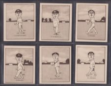 Cigarette cards, R J Hill, Caricatures of Famous Cricketers L size (set 50 cards) (some with very