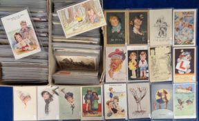 Postcards, a mixed age collection of over 700 cards, inc. glamour (hats), comic (Wood, Thackeray,